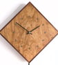 Diamond Pendulum Wall Clock In Olive Wood and Black Walnut with Inlaid Markers. - Image 5