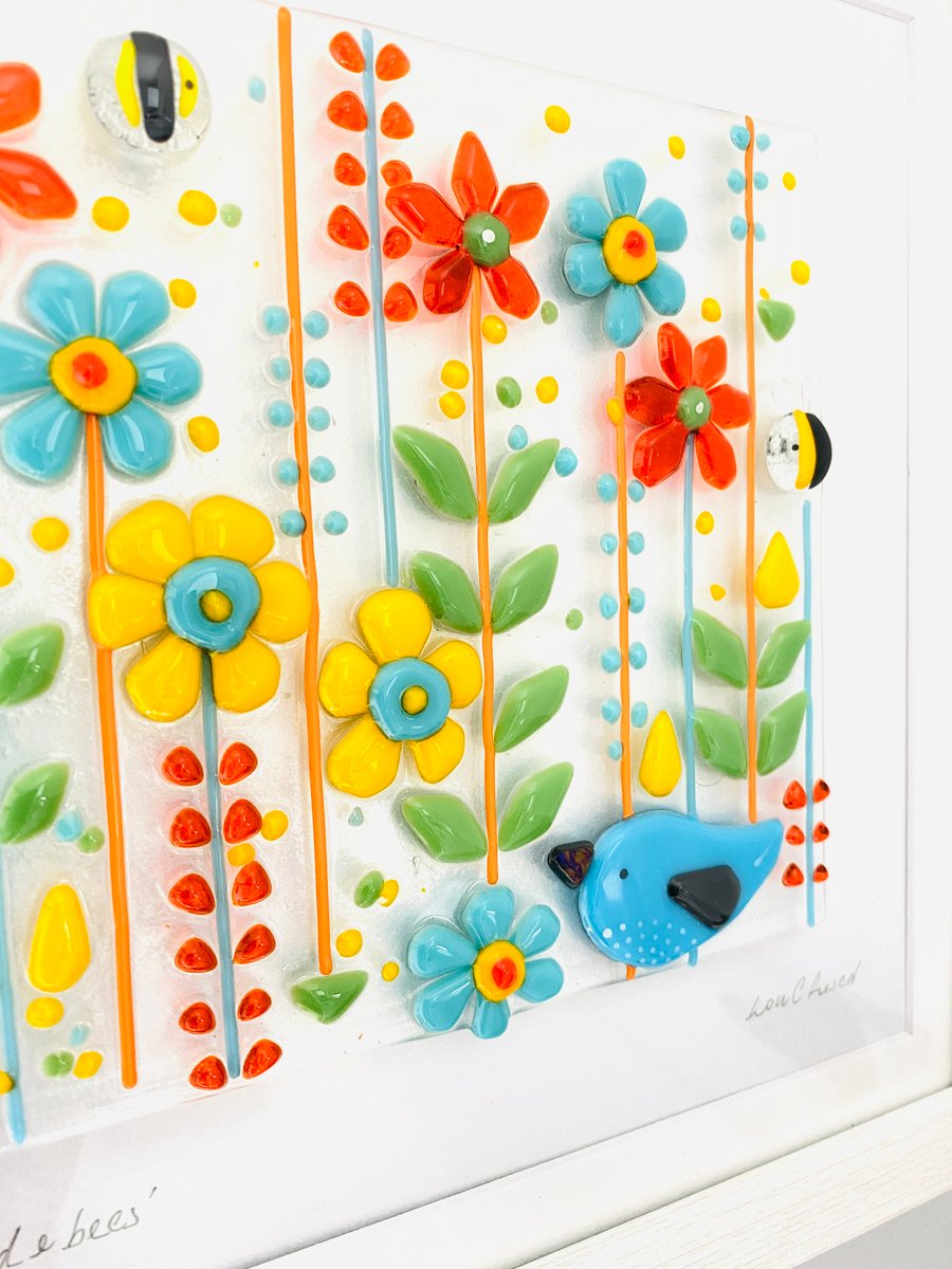 Retro style fused glass picture