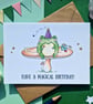 Frog birthday card, Friend birthday card, Magical birthday card, Birthday frog - Image 5