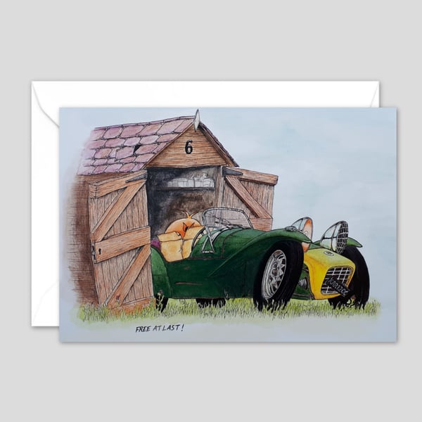 Shed Finds Greeting Card - Birthday Card with a Nostalgic Illustration