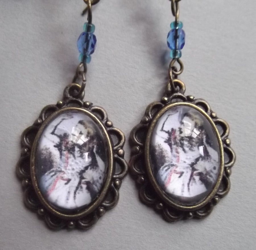 Alice in Wonderland cabochon earrings