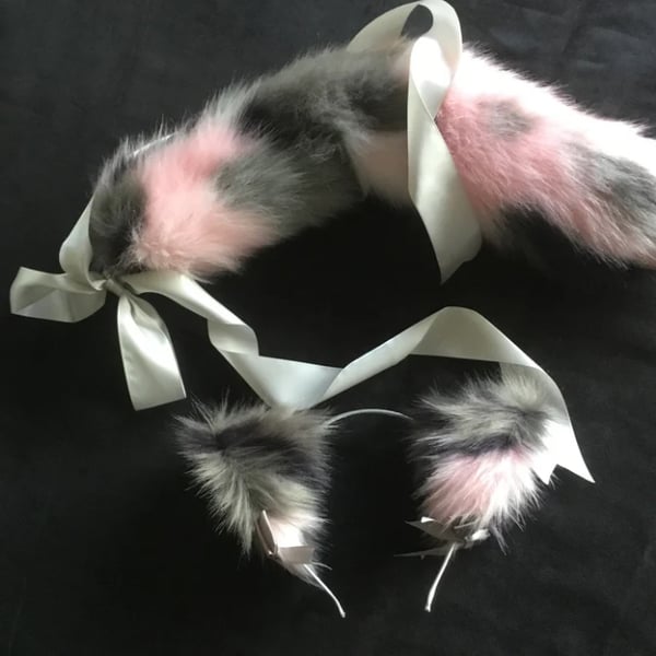 Pink Storm Faux Fur Kitten, Puppy,  Wolf , Costume Accessories Pet Play Set