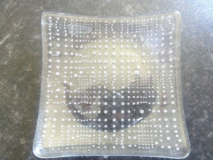 SALE bubbles handmade fused glass dish