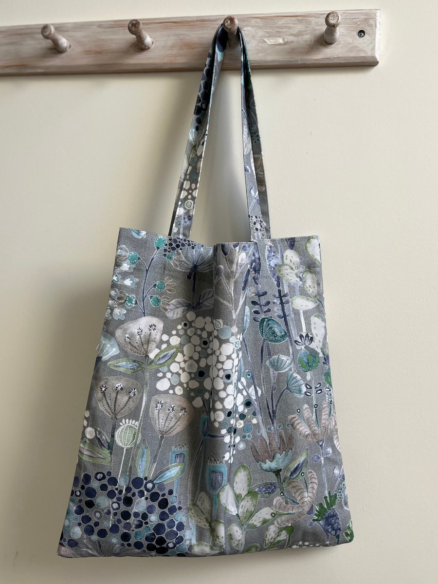 Watercolour seed heads cotton book bag shoulder straps reusable tote