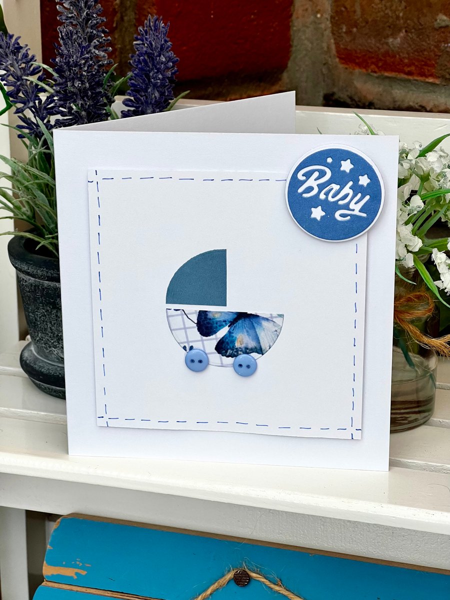 ‘New baby boy, blue’ Card