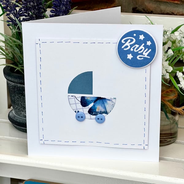 ‘New baby boy, blue’ Card