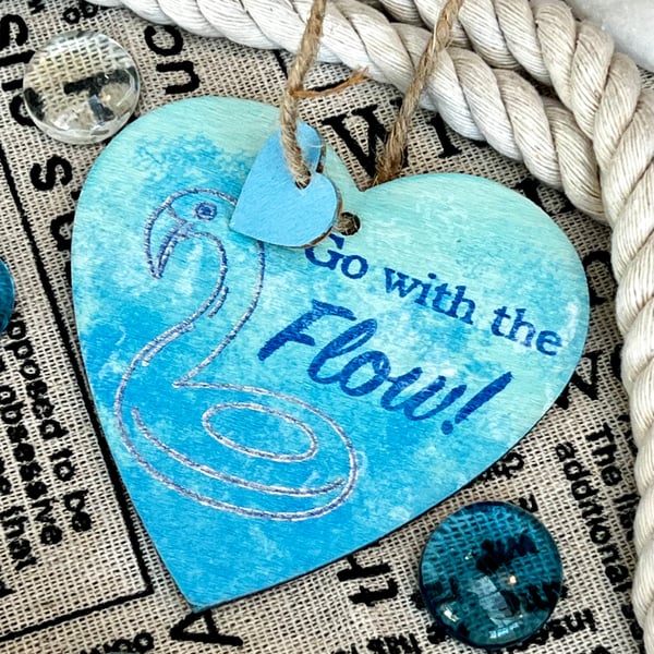 ‘Go with the flow’ Wooden Hanging Decoration