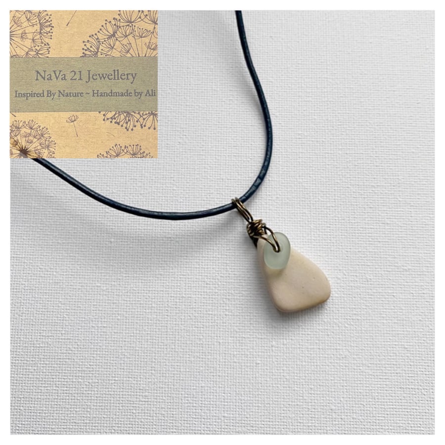 Drilled Beach Pottery Seaglass Necklace REF:DPSG180223