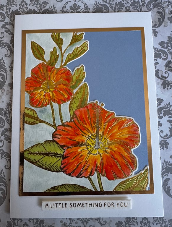 Luxury Handmade Gold-Accented Hibiscus Greeting Card