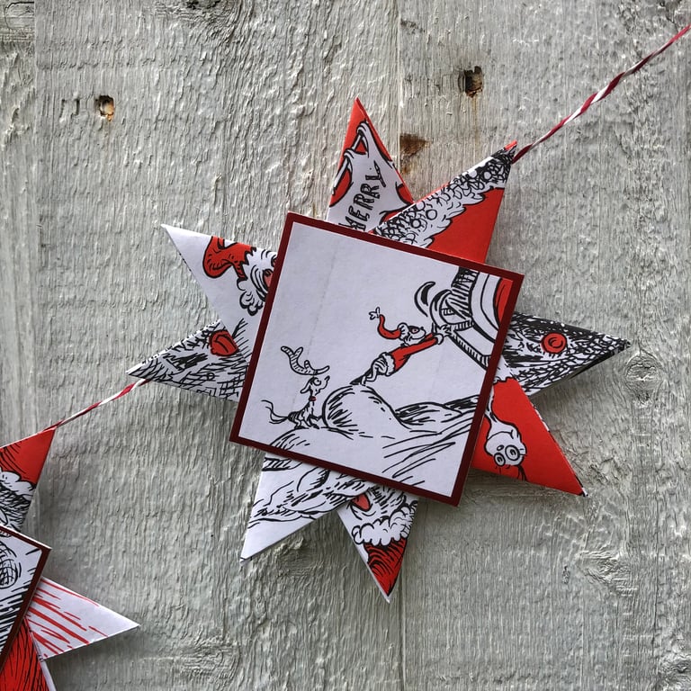 The Grinch paper star bunting, picture storyboard garland