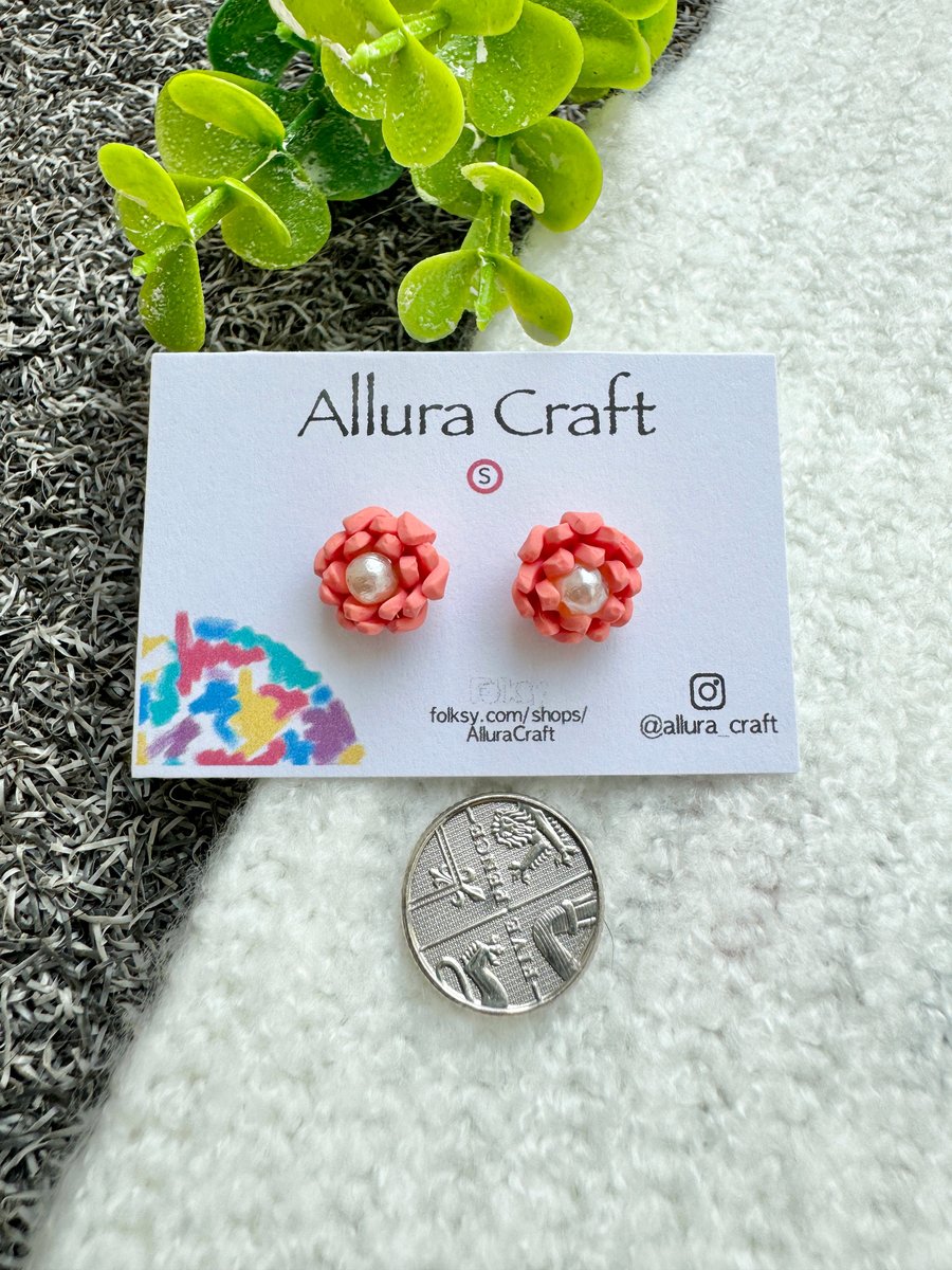 Coral succulent Flower Stud - small
