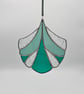Emerald Art Deco stained Glass Suncatcher with vintage inspired glass - Image 5