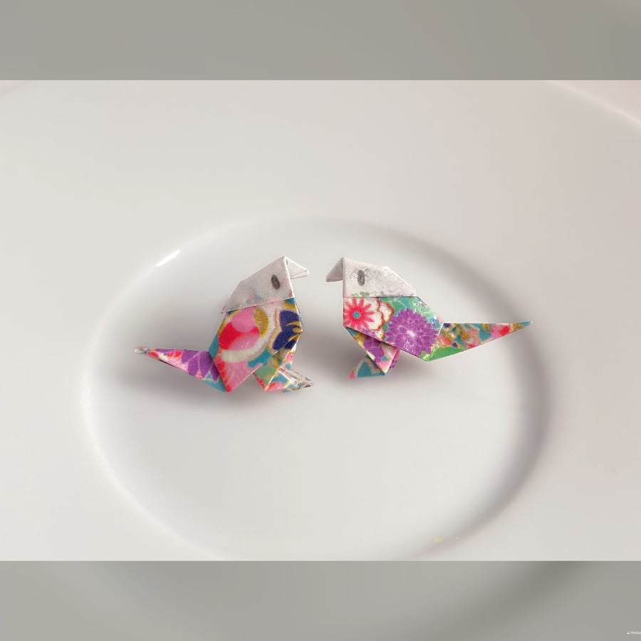 Origami Bird Earrings, Paper Bird Earrings, Tiny Stud Earrings, Bird Earrings