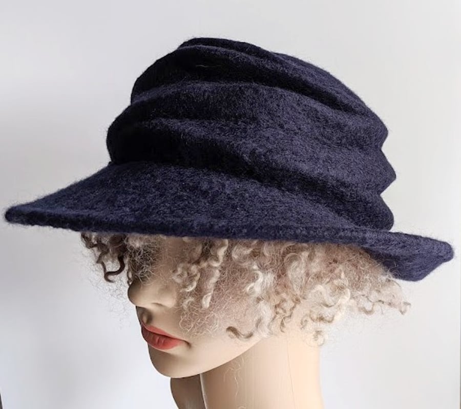 Dark navy wool hat - 'The Crush' - designed to pack flat