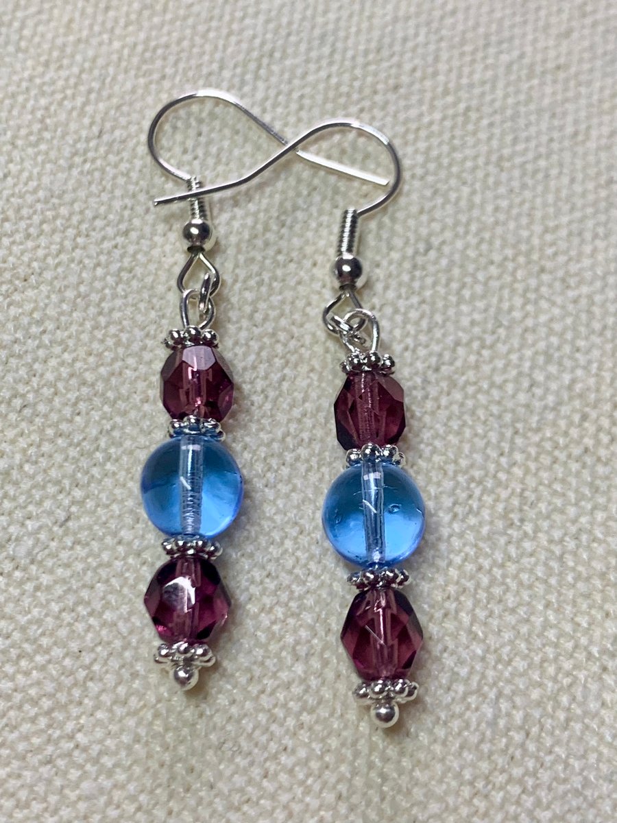 Crystal and Glass Dangle Earrings