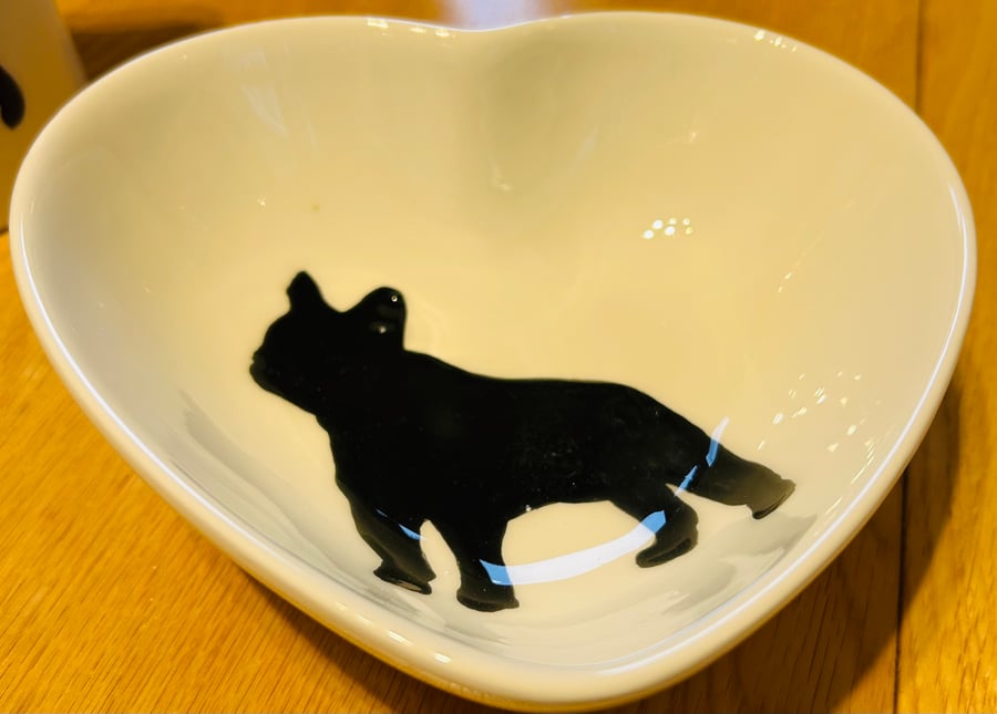 French Bulldog heart trinket bowl