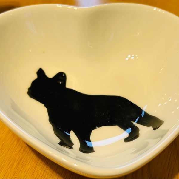 French Bulldog heart trinket bowl