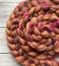 Recycled wool sari silk blend spinning fibre 100g Rose Gold  - Image 3