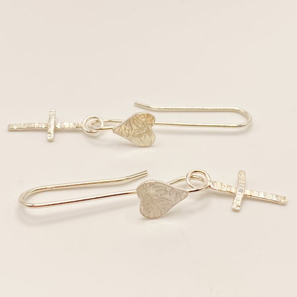 Sterling Silver Cross Earrings Handmade 