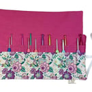 Crochet hook case in Liberty floral fabric, Ergonomic hook organiser, roll up 