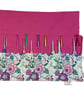 Crochet hook case in Liberty floral fabric, Ergonomic hook organiser, roll up 