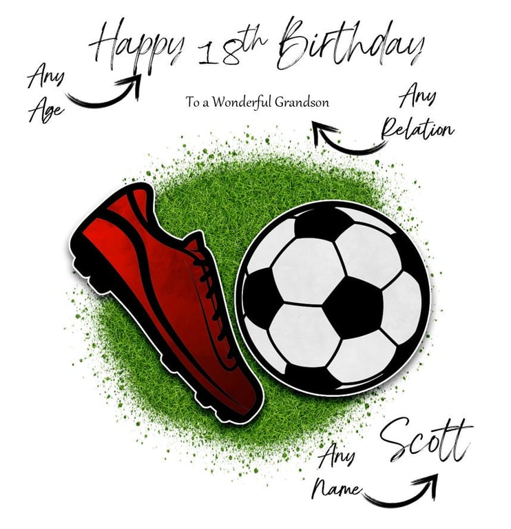 Football Personalised Card For Him Her Happy Birthday Son Nephew Grandson 
