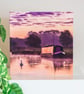 River Thames Blank Greetings Card sunrise houseboat narrowboat canal boat swan - Image 1