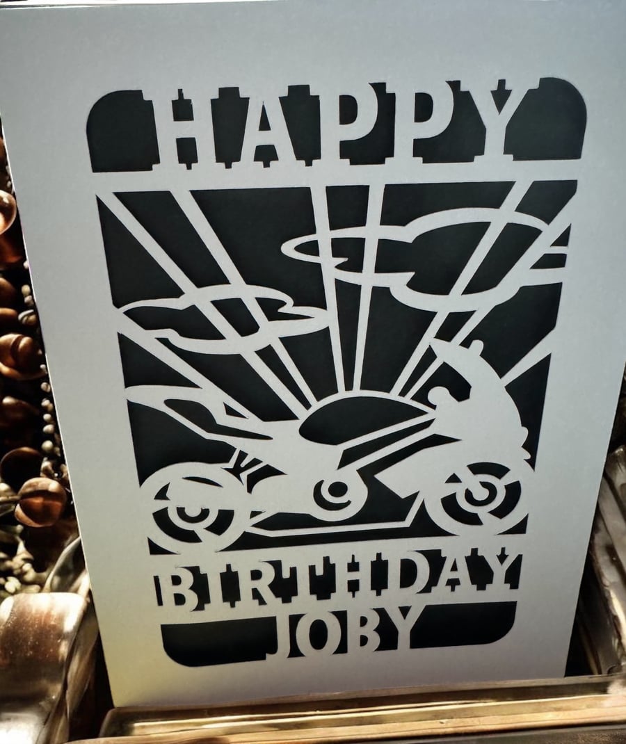 Personalised Motorcycle Birthday Card