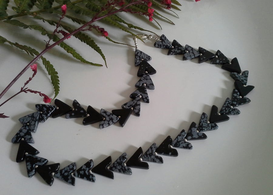 Snowflake Obsidian Necklace Sterling Silver