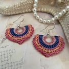 Boho earrings, macrame boho beaded fan shape dangle festival earrings, gift teen