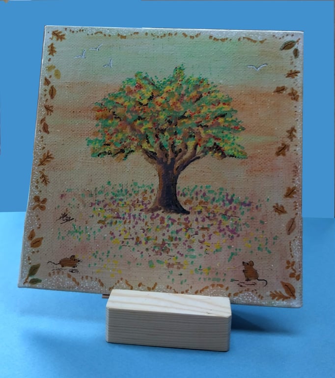 Shades of October - A small painting on a wooden stand