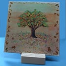 Shades of October - A small painting on a wooden stand