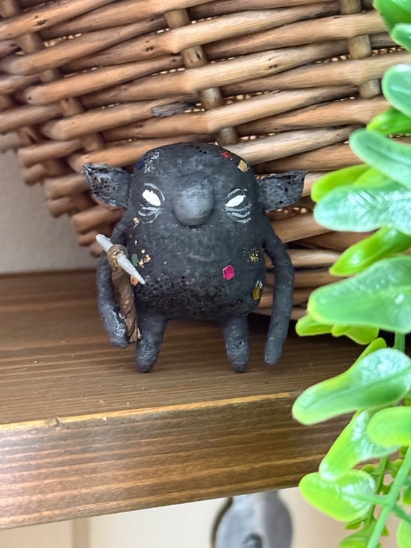 Spun Cotton Coblynau Art Doll Mawr