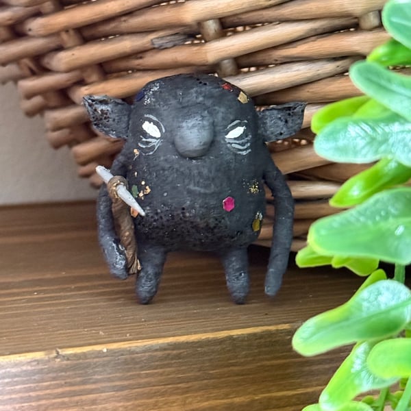 Spun Cotton Coblynau Art Doll Mawr