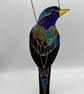 Stained Glass Bird - iridescent leaded glass starling  - Image 2