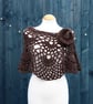 Natural undyed black Jacob wool crochet wrap - design SB188 - Image 1