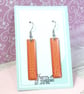 Orange minimalist drop earrings, lightweight colourful earrings