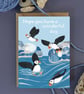 Birthday Card Puffin coastal blank inside