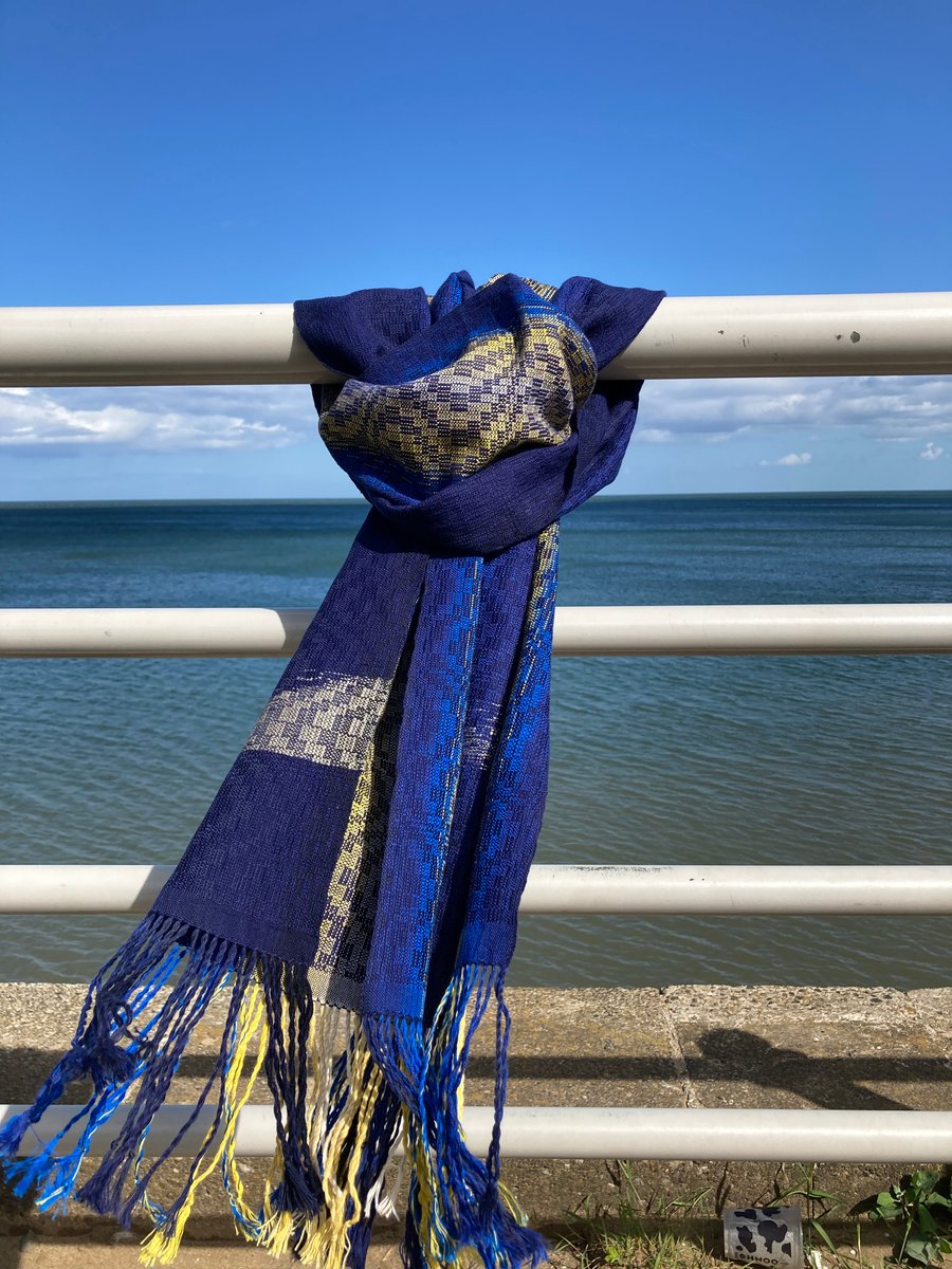 Starry Night Handwoven Cotton and Silk Wrap Scarf