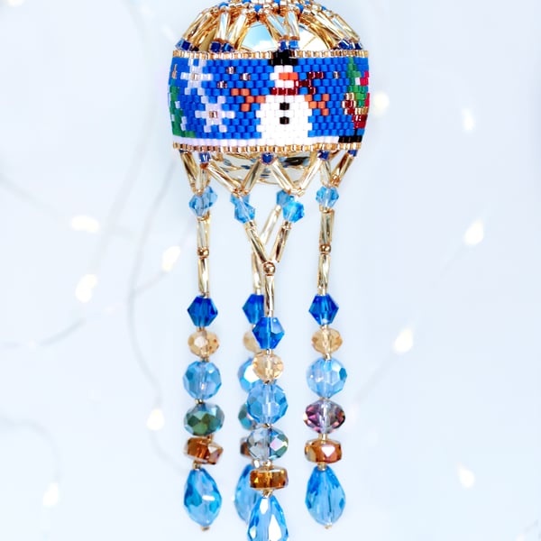 Beaded Christmas Bauble Kits - Sleigh and Snowmen