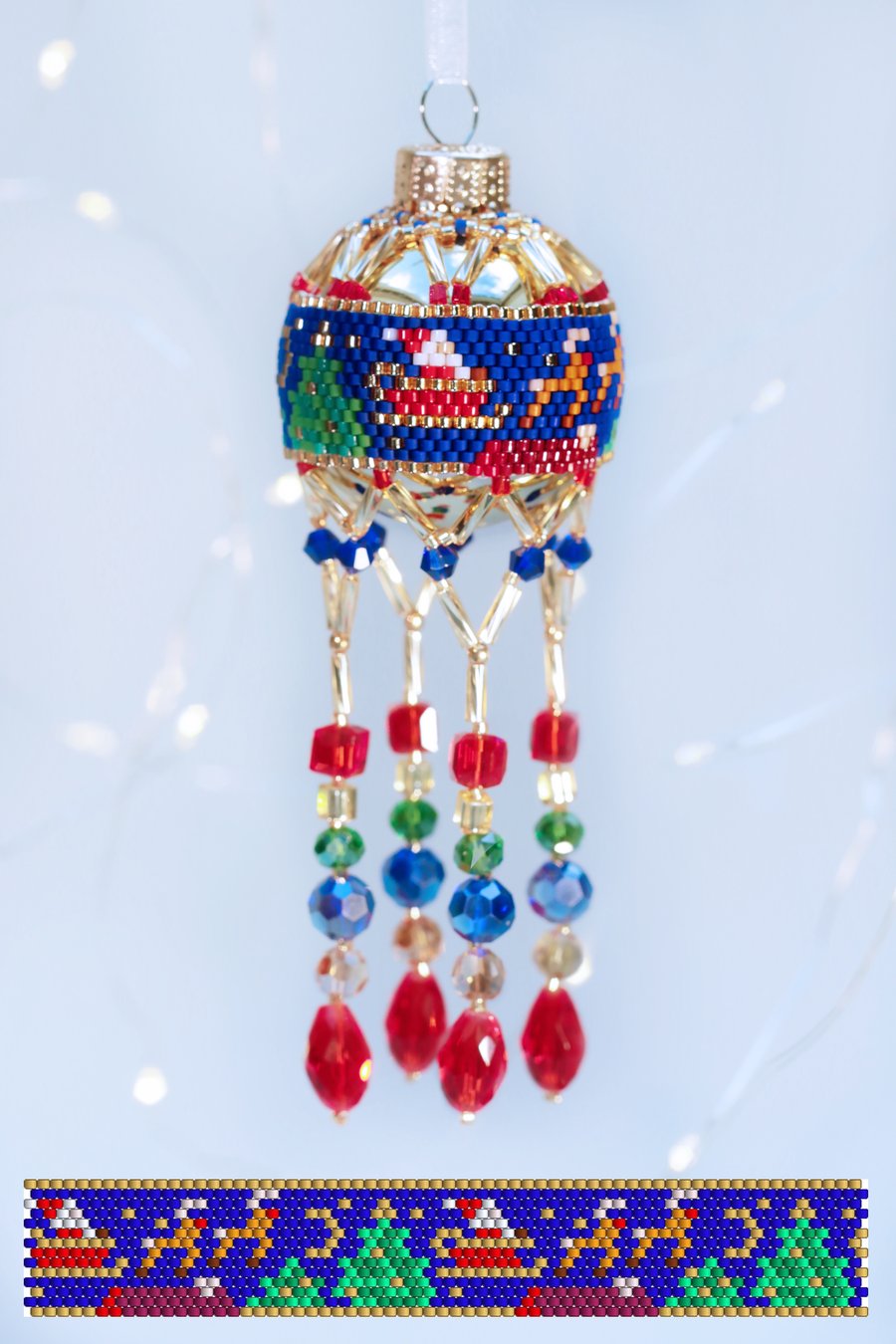 Beaded Christmas Bauble Kits - Santa and Rooftops