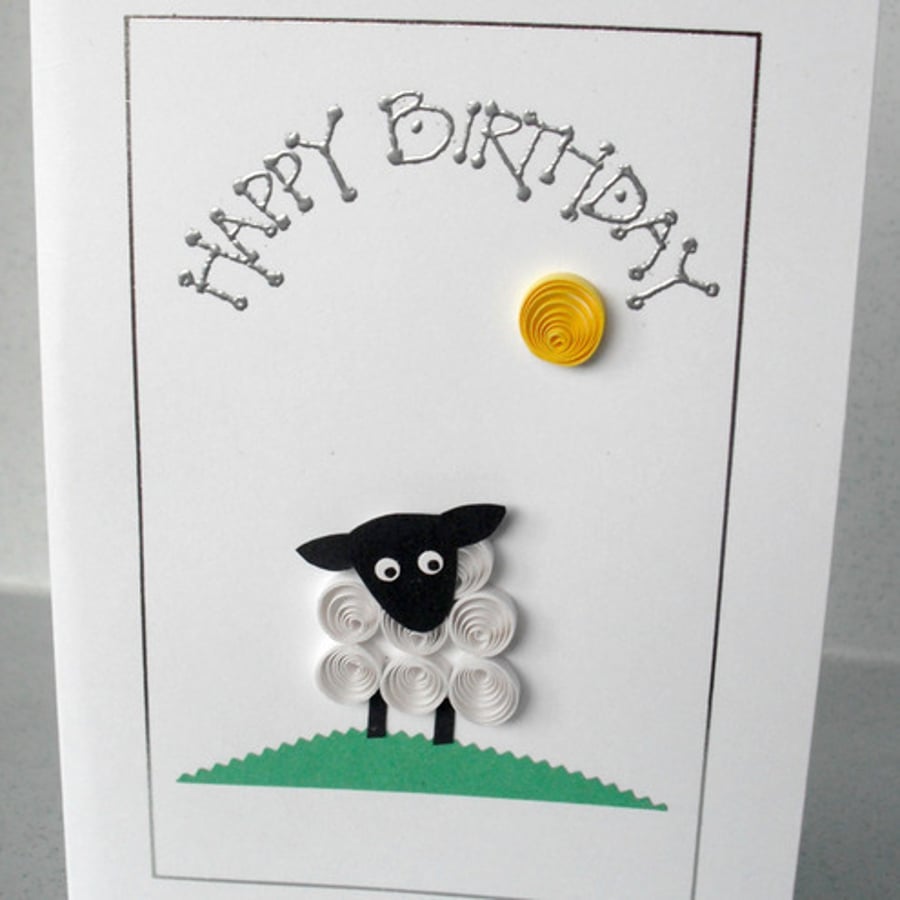 Birthday card - quilled sheep