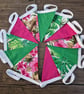 Pink & Green Tropical Leaf Double sided fabric bunting
