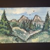  aceo original  mountain scene by Gweddusart