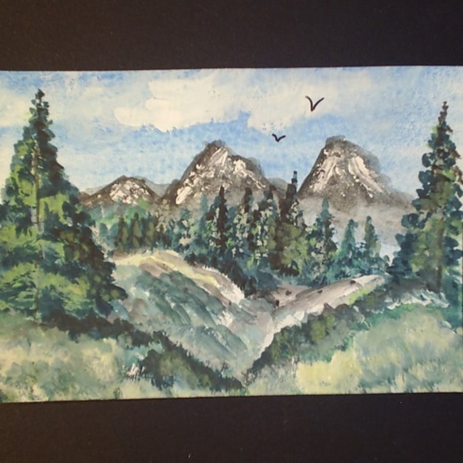  aceo original  mountain scene by Gweddusart