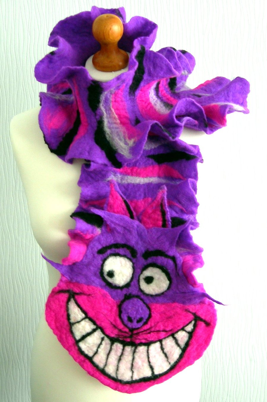  Wool Jewelry felted SCARF-Cheshire cat-2-100% WOOL MERINO