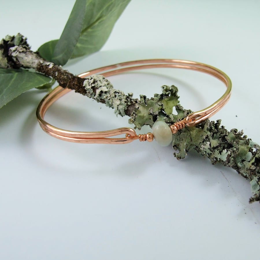 Bangle, Copper Bracelet with Amazonite Gemstone