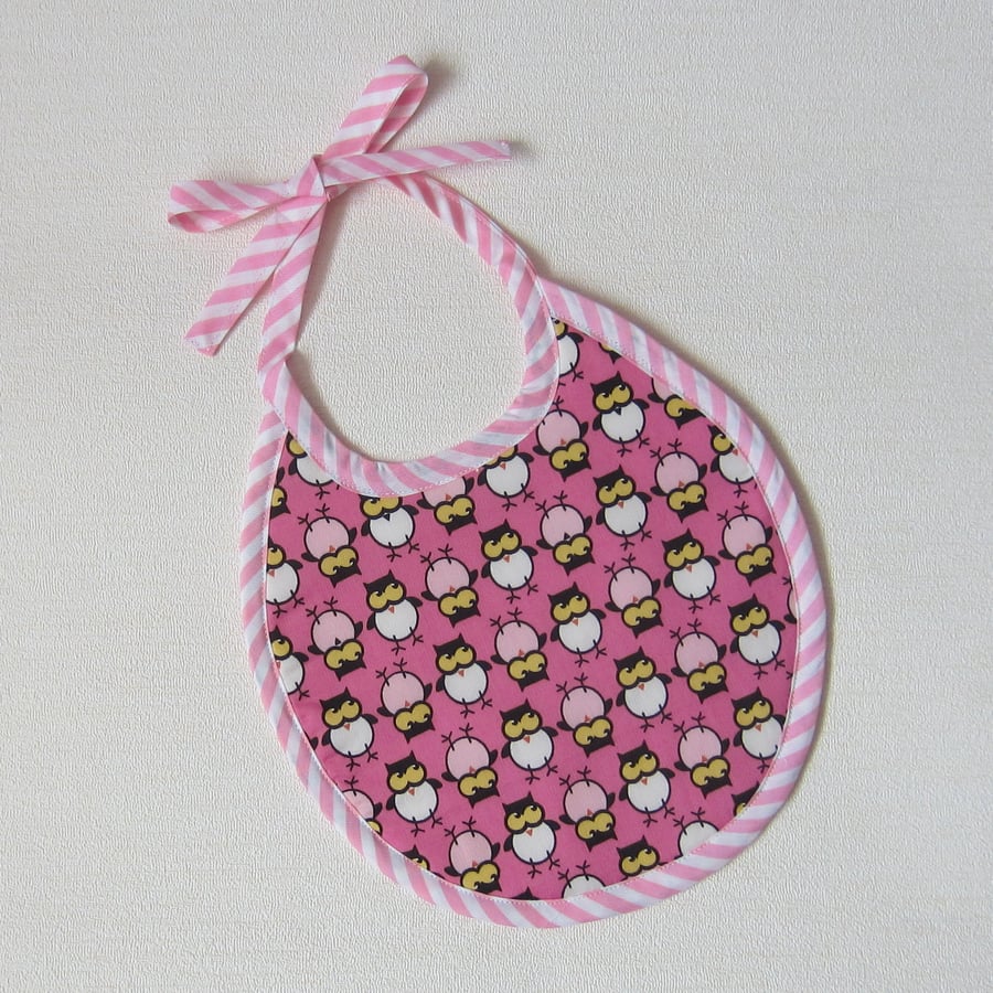 Pink Owl Babies Bib