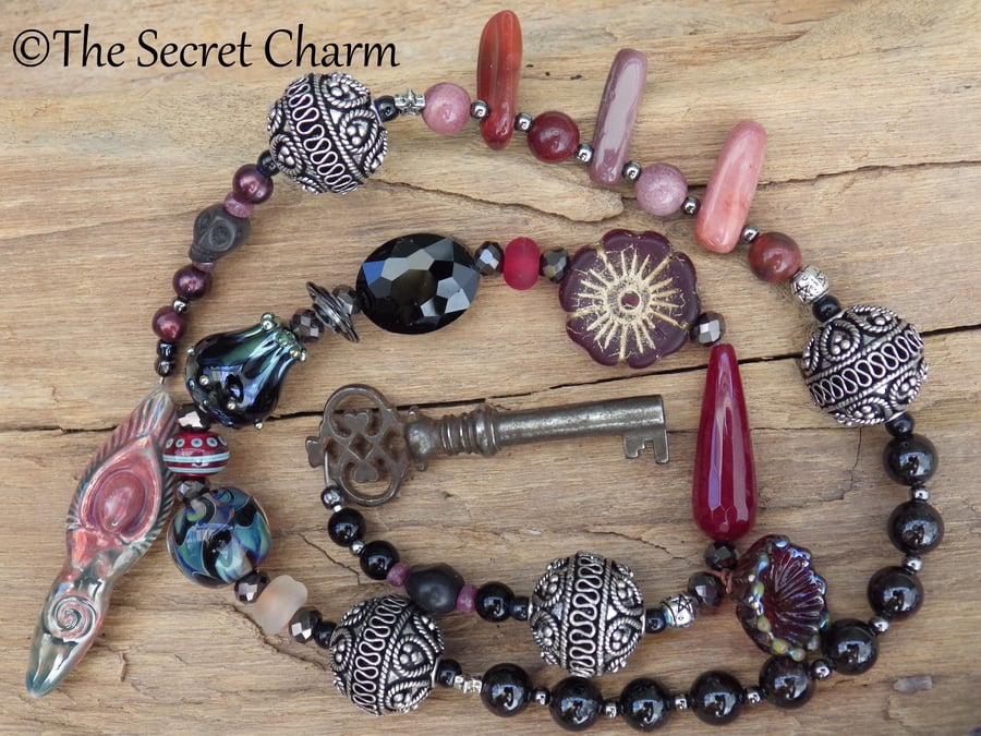 Goddess Hekate Pagan Prayer Beads, Garnet & Jasper Meditation Beads