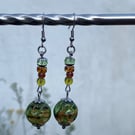 Zyla-Ann UV Glass Leaf Design Earrings 